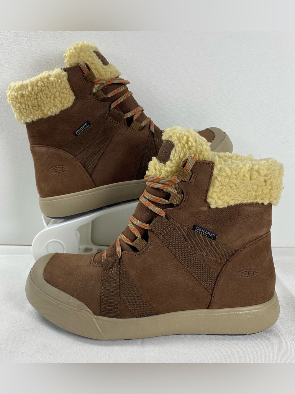KEEN Elle Womens 7 Brown Leather Waterproof Fur Lined Winter Boots 1025709